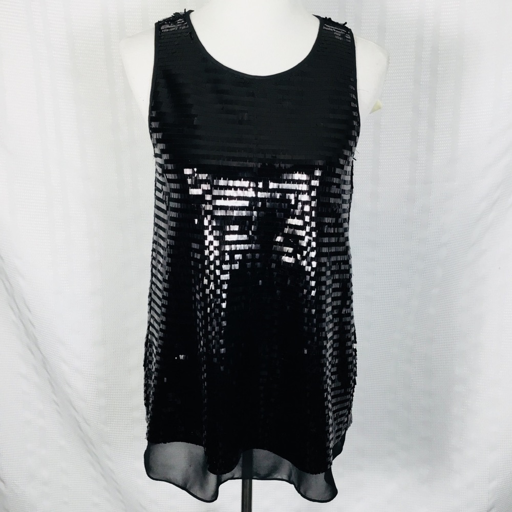 NWT Sequins Cremieux‎ Doris Blouse Black Northern Lights Event Career